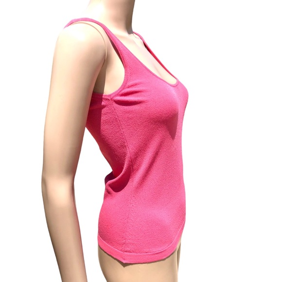 VERSACE pink-ish color knit tank top with silver logo plate Sz m - Picture 5 of 14
